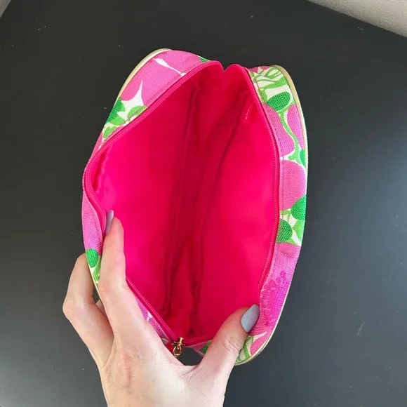 Lilly Pulitzer for Estée Lauder Pink and Green Floral Cosmetic Makeup Bag - Picture 6 of 8